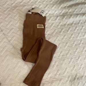 Brand new never worn Zara kids brown leggings! “Monday is Canceled”